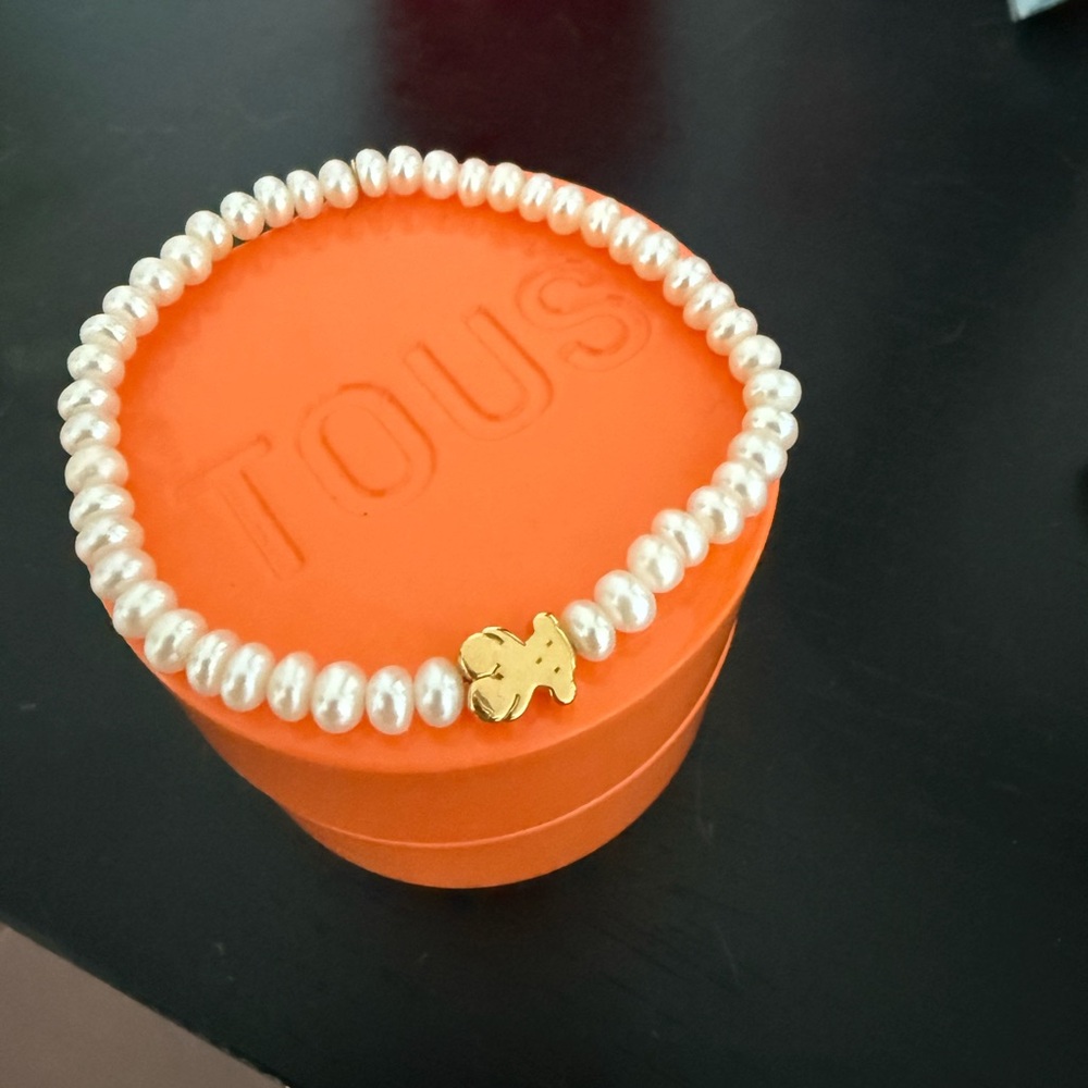 GOLD SWEET DOLLS BRACELET WITH PEARLS AND BEAR MOTIF